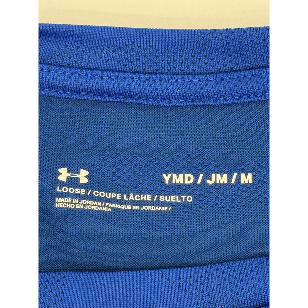 Kids Under Armour Royal Blue Logo T Shirt Short Sleeve Athletic‎ Sz M YMD - Picture 7 of 9